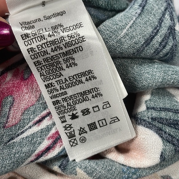 ROXY Tropical Print Dress Button Up Sundress Floral Hibiscus Beachy Summer - Picture 8 of 9